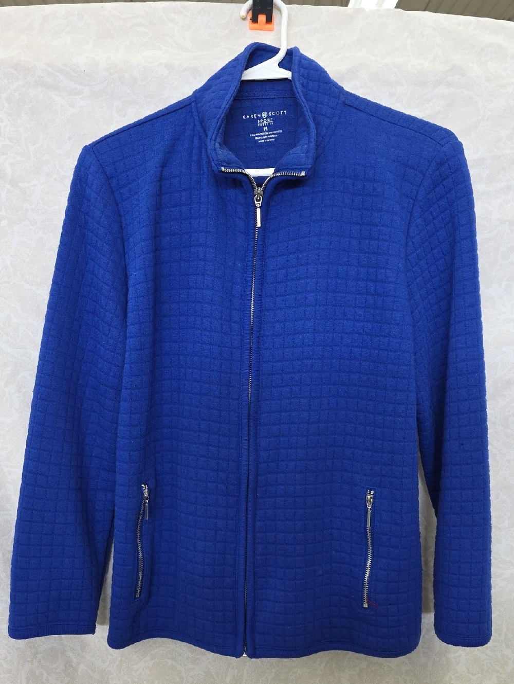 Karen Scott Women's Cobalt Blue Quilted Zip Jacket